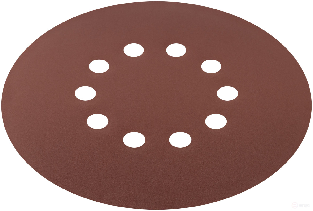 Круги шлифовальные с отверстиями (липучка), алюминий-оксидные, 225 мм, 5 шт. Р 180