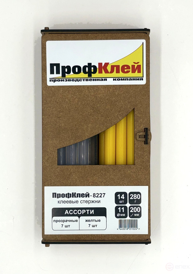 Glue rods ProfKley-8227 assorted (transparent - yellow), 11x200 mm, 14 pcs, 280 g