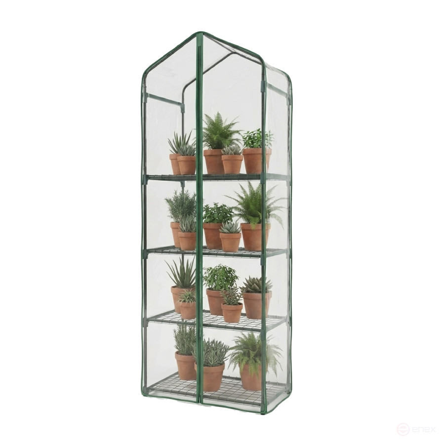 Greenhouse greenhouse on the windowsill Geoplastboard 59x39x160 cm 4 shelves color green