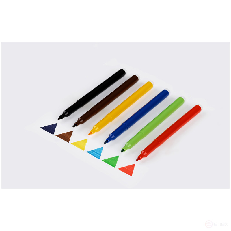 Фломастеры СТАММ "Веселые игрушки", 06цв., смываемые, желтый пластик. пенал, европодвес