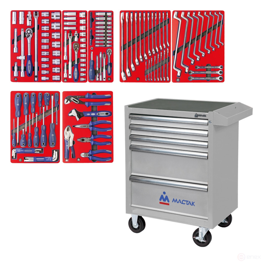 Set of tools "START" in a gray cart, 161 items MASTER 52-05161G