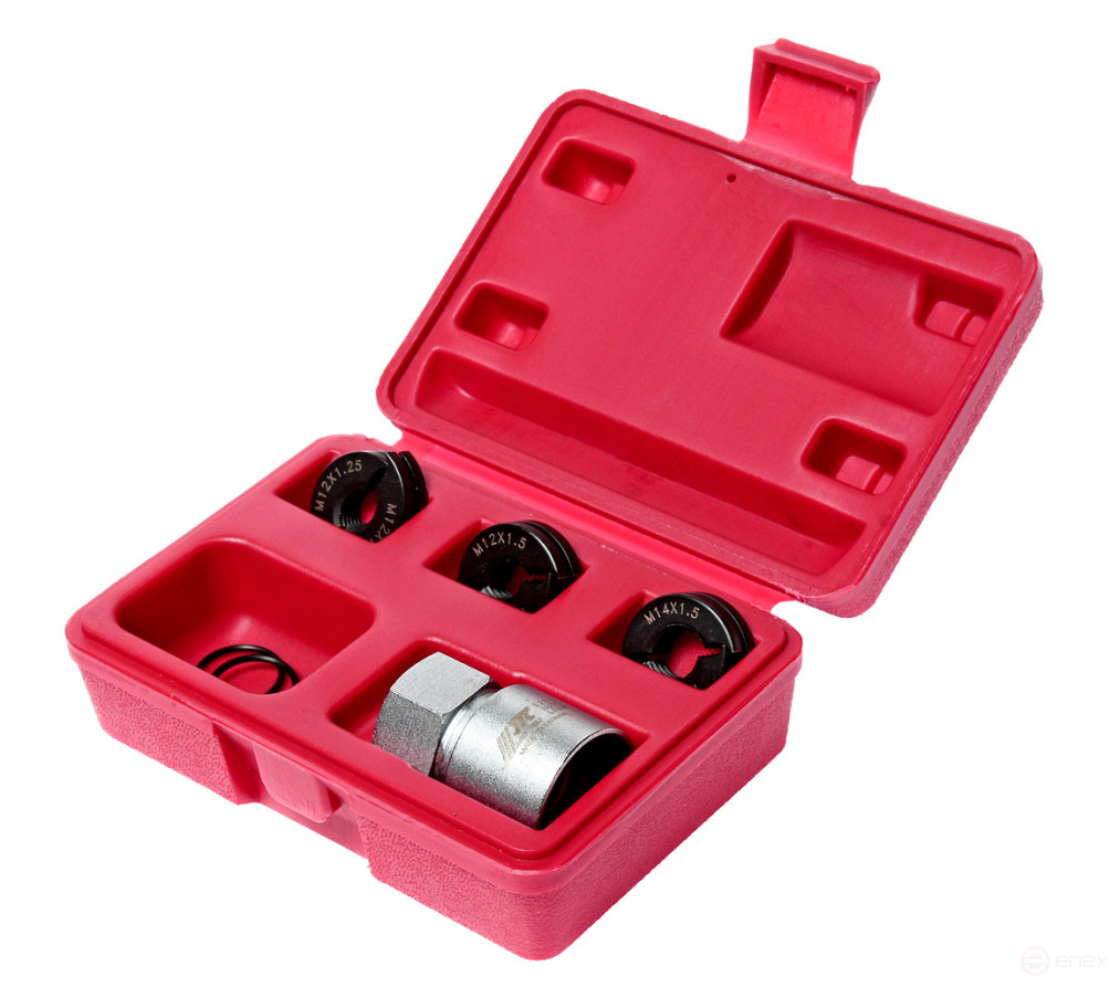 A set of tools for restoring the thread of wheel studs (M12x1.25, M12x1.5, M14x1.5) in the JTC case