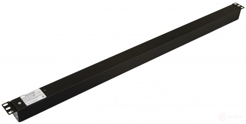 SHE-18SH-CB Socket block, vertical, 18 Schuko sockets, without power cable, terminal block 16 A, 250V, 950x44.4x44.4mm (LxWxH), housing steel, black