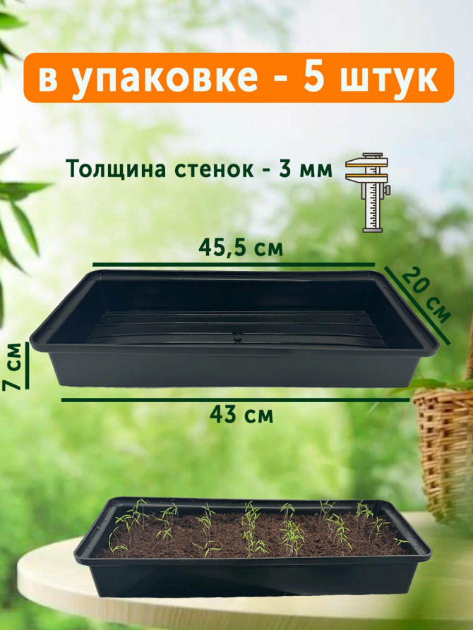 Ящик для рассады комплект 5 штук 45,5х20х7 см пластик