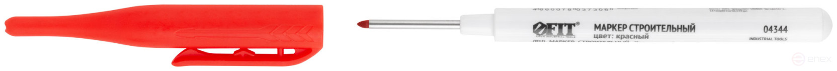 Маркер строительный перманентный, тонкий, удлиненное перо, красный