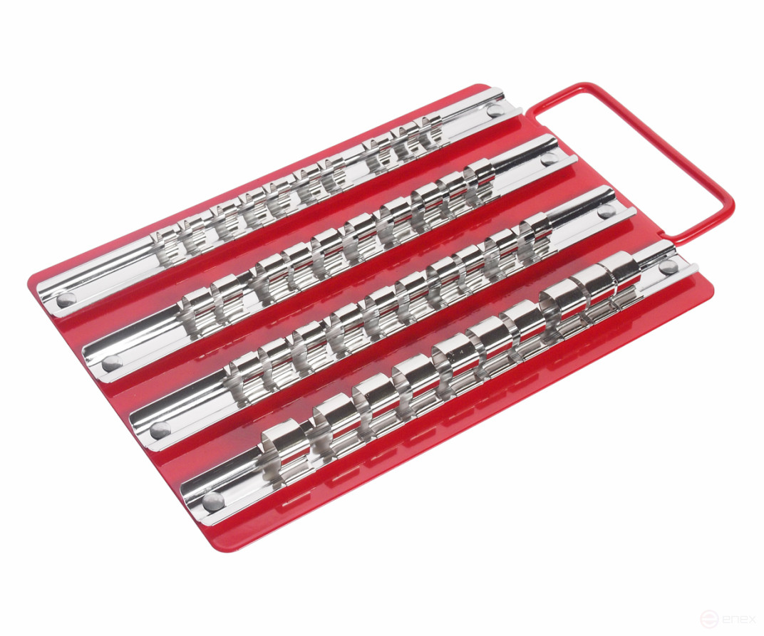 Лоток с реечными держателями головок (1/4"х10шт., 3/8х20шт., 1/2"х10шт.) 250х150мм JTC