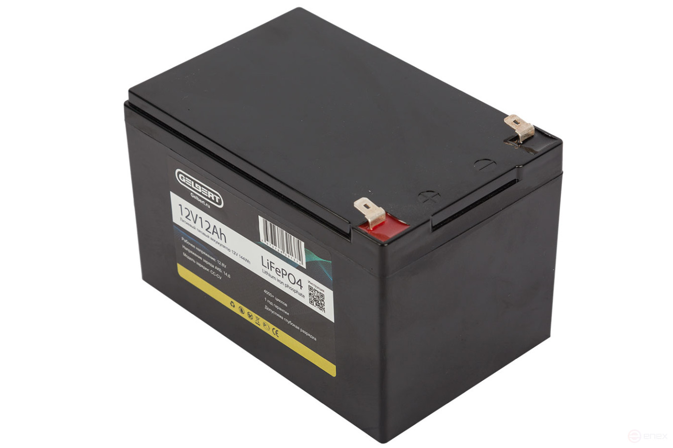 Литиевый тяговый аккумулятор Gelbert LiFePO4 (12V/12Ah/12A/144Wh) [6-DZF-12, 6-DZM-12]