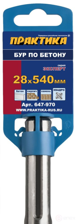 Drill bit SDS-MAX PRAKTIKA 28 x 400/540 mm, QUADRO, Expert series, for concrete (647-970)