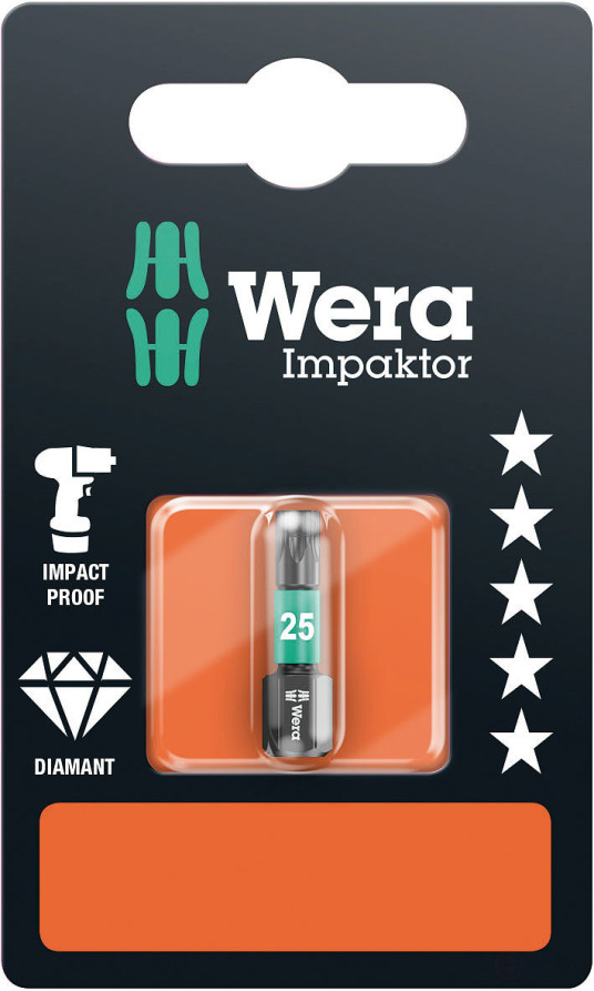 867/1 IMP DC Impaktor TORX® SB бита ударная, алмазное покрытие, хвостовик 1/4" C 6.3, TX 25 x 25 мм, с держателем-еврослот