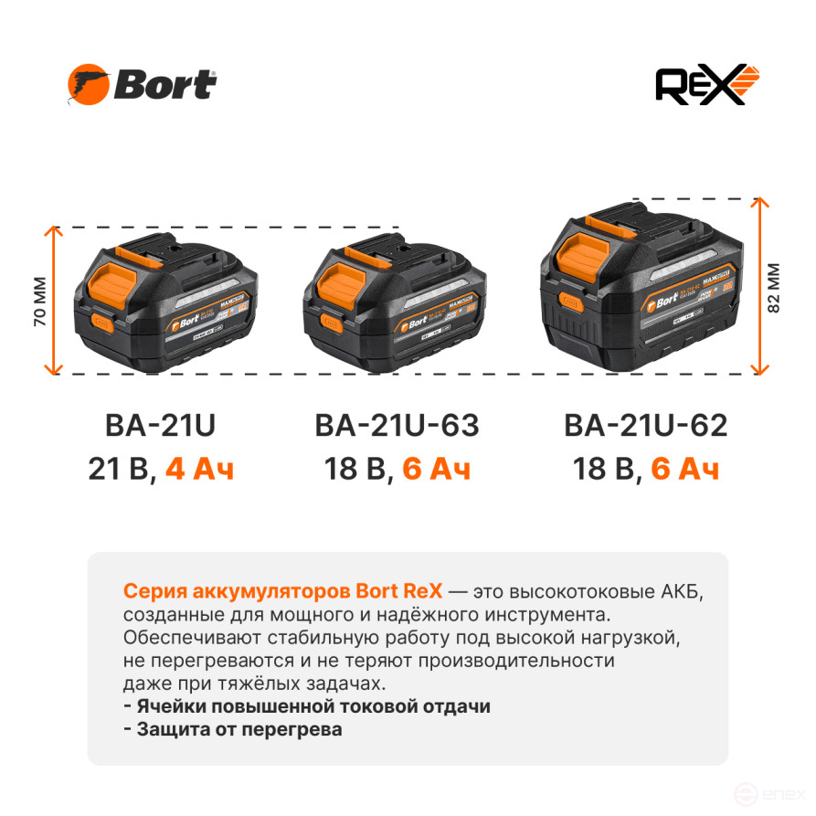 Батарея аккумуляторная BORT BA-21U-62