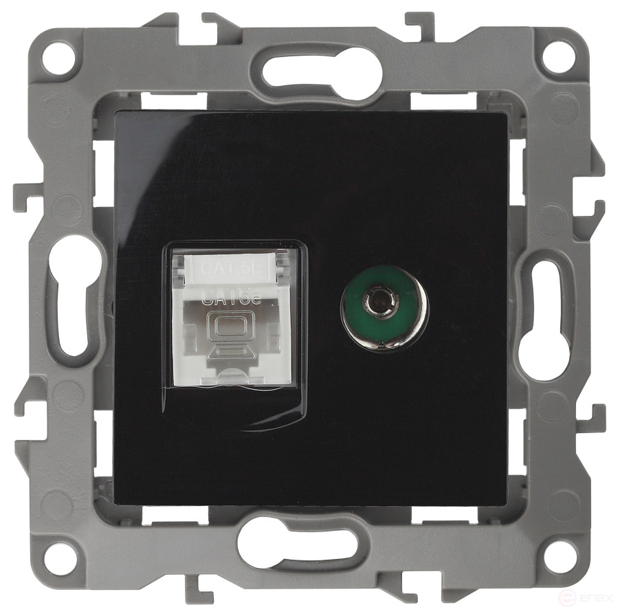 Розетка ЭРА Серия 12 12-3110-06 комбинированная RJ45+TV IP20 чёрный