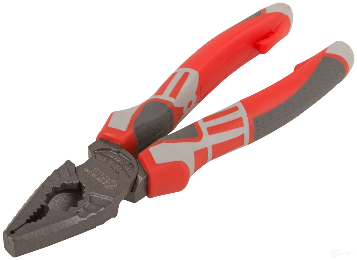 Плоскогубцы комбинированные "Эталон", CrV сталь, ребра жесткости на губках, тефлоновое покрытие, 3К прорезиненные ручки 180 мм