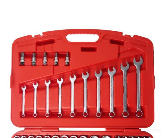 Набор инструментов 123 предмета слесарно-монтажный 1/4",3/8",1/2" 6-ти гран. метрич/дюйм в кейсе JTC