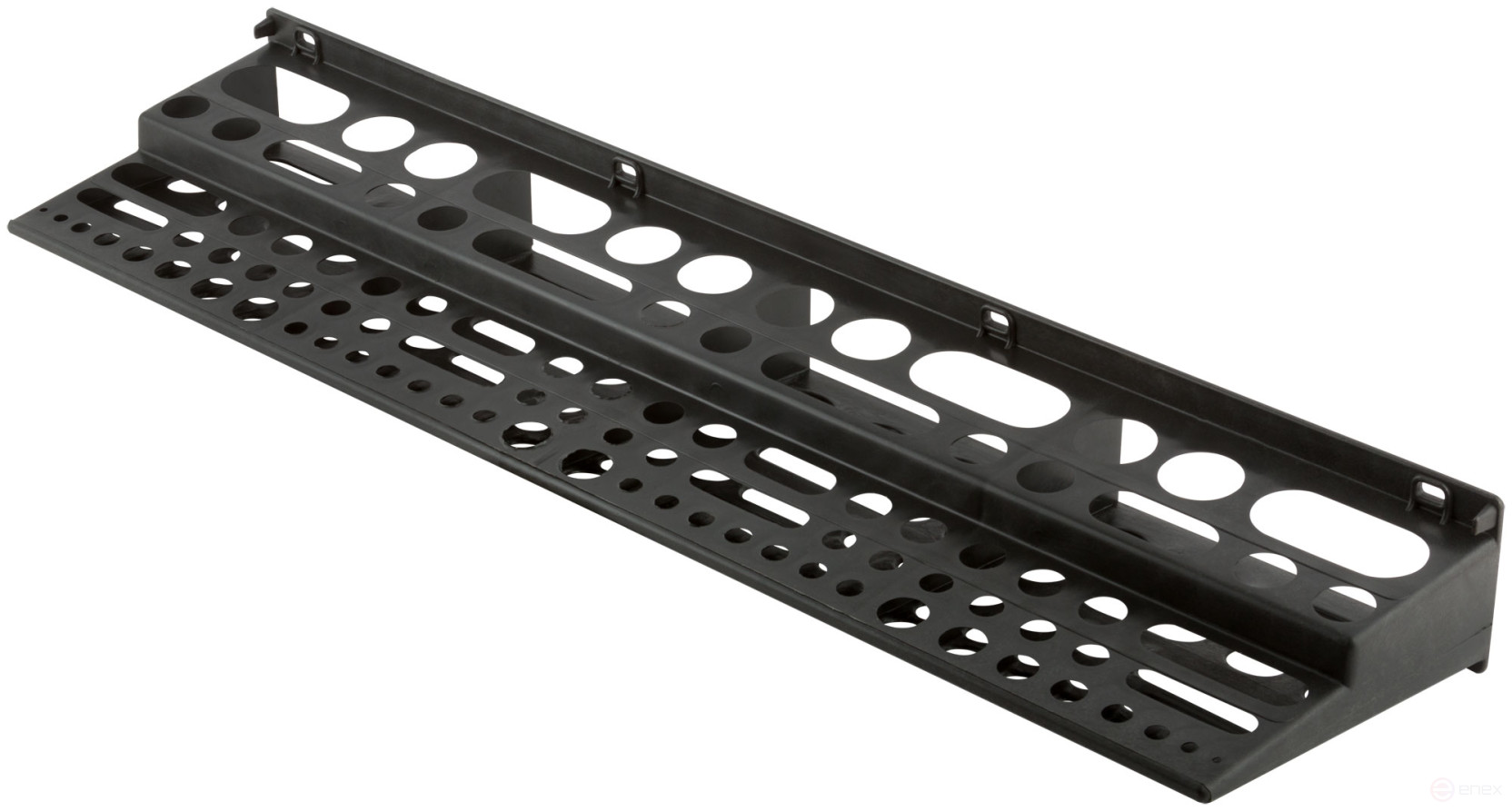Black plastic tool shelf, 96 holes, 610x150 mm