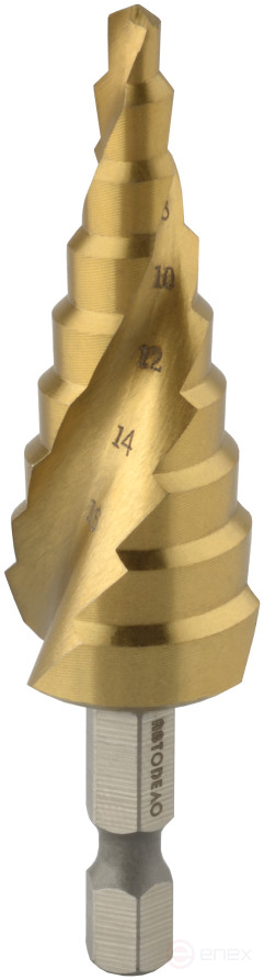 Сверло ступенчатое спиральное 4.0-20.0 мм (9 ступ., хвостовик HEX1/4") АвтоDело 45720