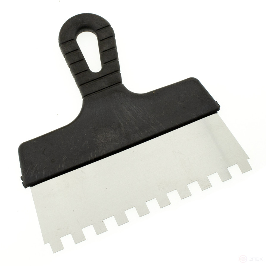 Шпатель зубчатый нержавеющий 200 мм, зуб 10х10 мм, ЧЕГЛОК (70)