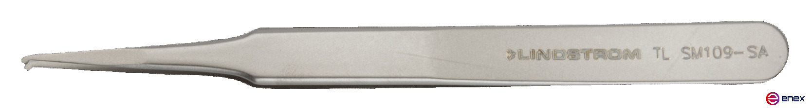 Высокоточный пинцет для размещения и пайки микроэлементов шириной 1 мм, кончики с выемкой и отогнуты на 45°, нержавеющая сталь, антимагнитный, 120 мм