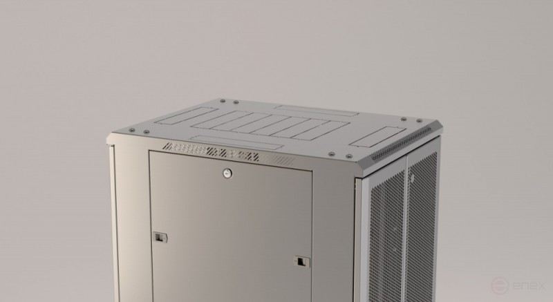 TTR-3266-DD-RAL7035 Шкаф напольный 19-дюймовый, 32U, 1610x600х600 мм (ВхШхГ), передняя и задняя распашные перфорированные двери (75%), ручка с замком, цвет серый (RAL 7035) (разобранный)