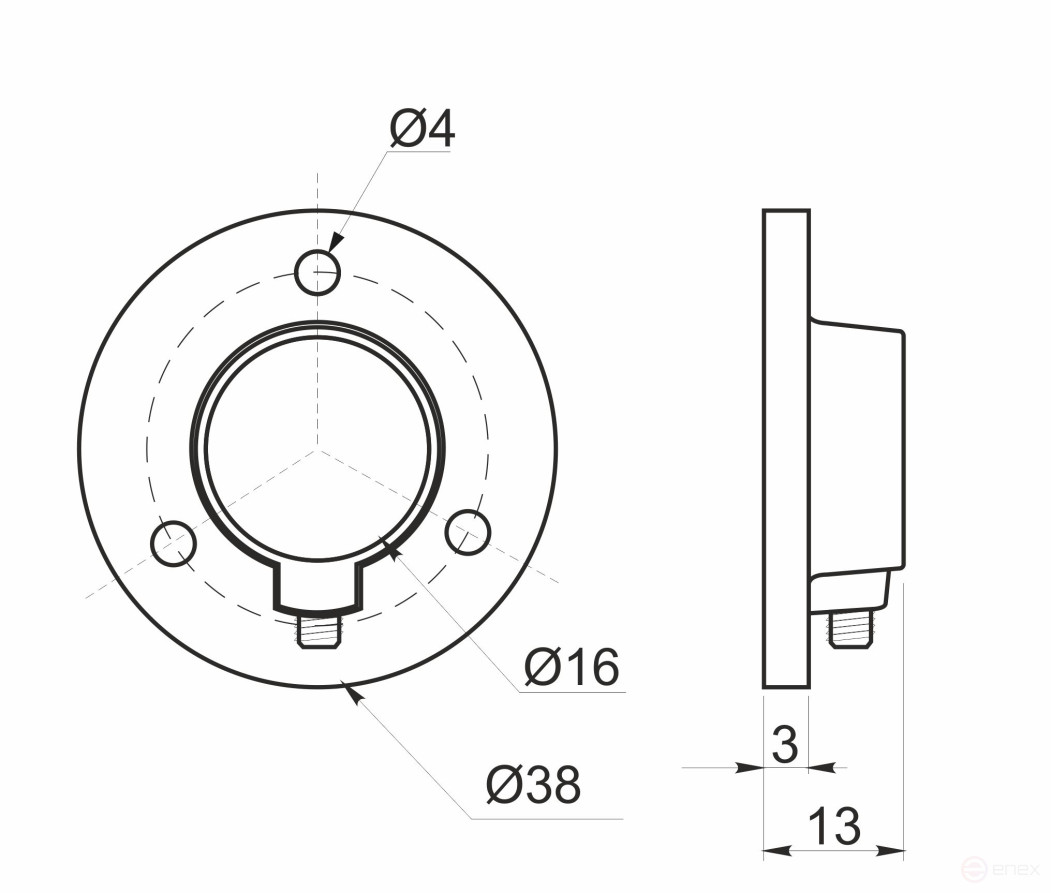Крепление (розетка) трубы d16, хром/сталь AKS