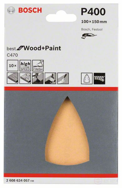 Шлифлист C470, в упаковке 10 шт. 100x150 mm, 400
