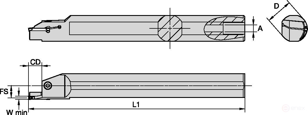 A4™ Boring mandrel for internal grooves A16RA4SAR2S12M017021