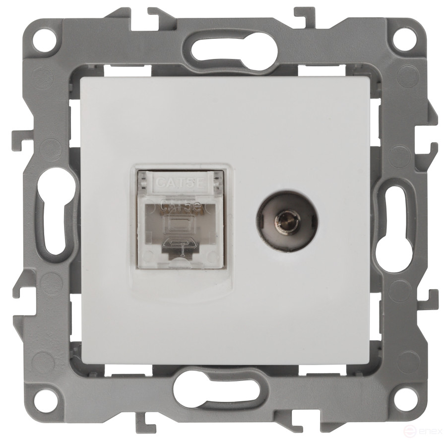 Розетка ЭРА Серия 12 12-3110-01 комбинированная RJ45+TV IP20 белый