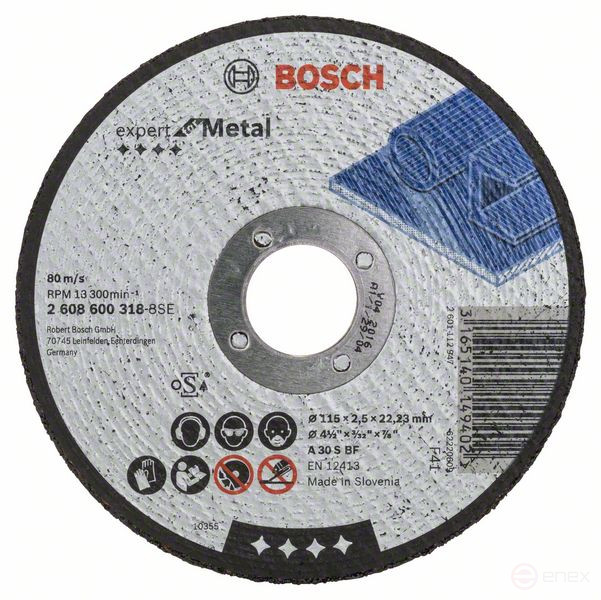 Cutting wheel, straight, Expert for Metal A 30 S BF, 115 mm, 2.5 mm
