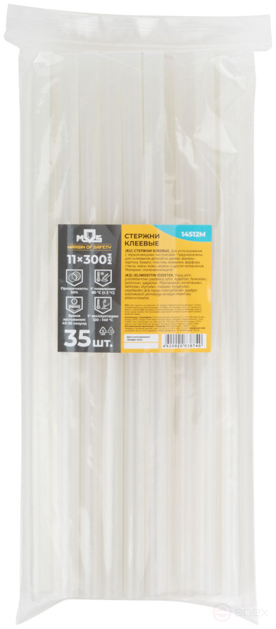 Стержни клеевые 11x300 мм, 35 шт.(1 кг ), прозрачность 50%