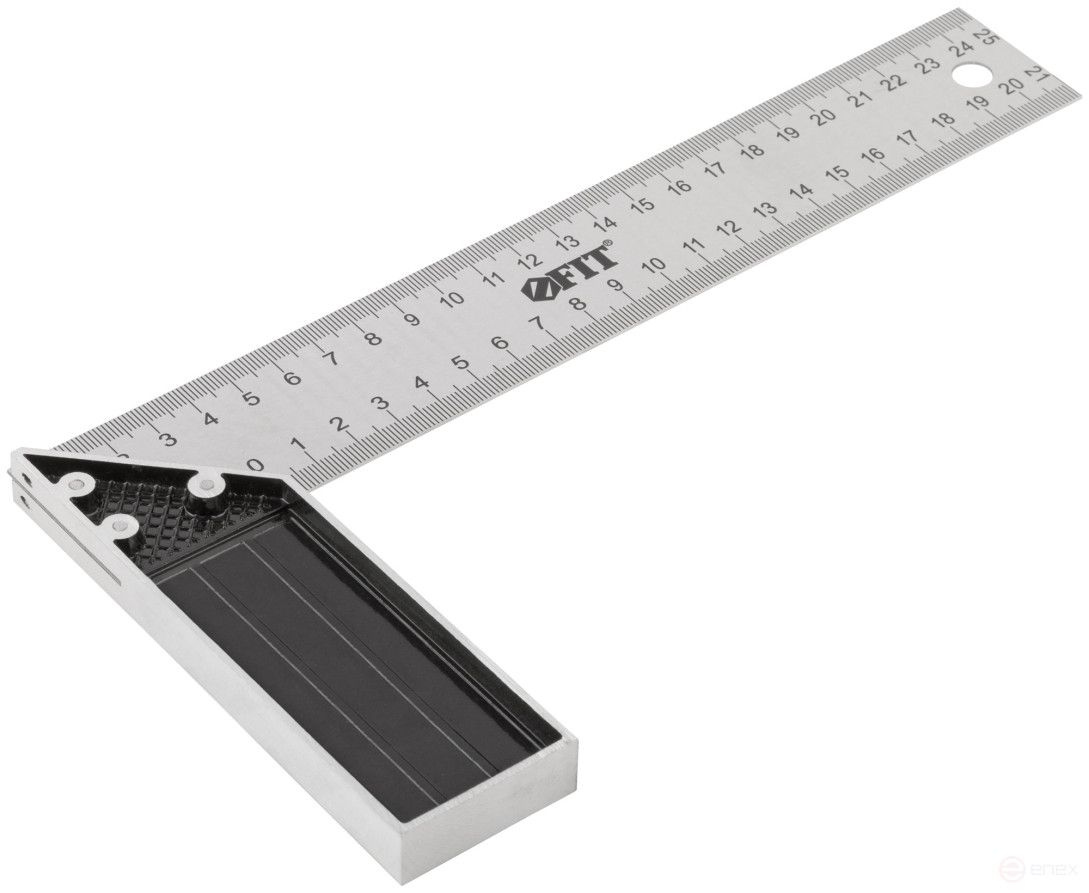 Угольник столярный, рифленая шкала, алюминиевое основание 250 мм