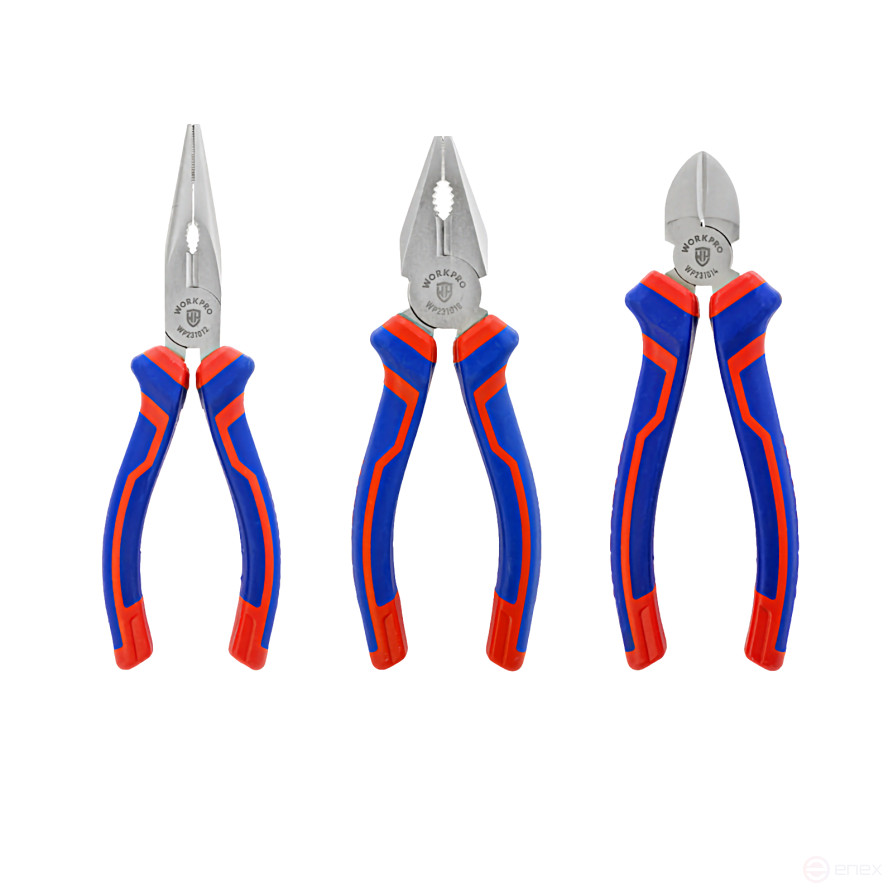 Губцевый инструмент (набор 3 предмета 6+6+6) проф WP201008 WORKPRO