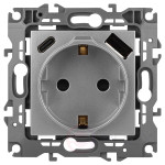 Розетка ЭРА Серия 12 12-4108-03 2P+E 16A-250В со шторками с USB type-A+C 5В-3А алюминий