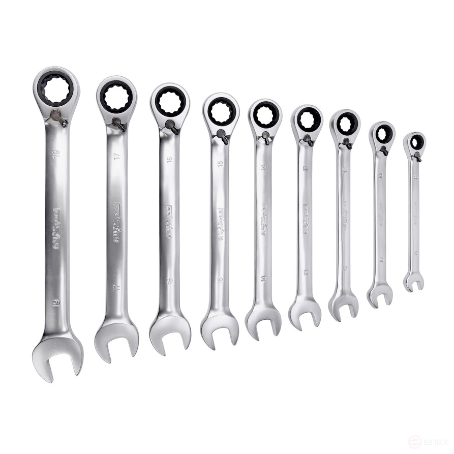 Набор ключей комбинированных трещоточных реверсивных AV Steel 9 предметов