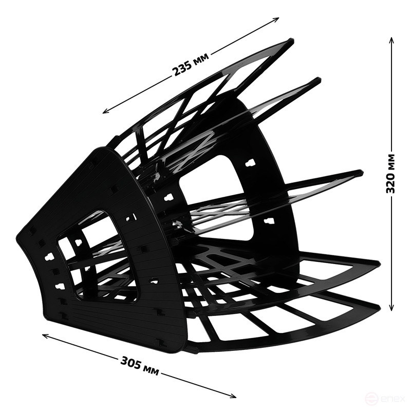 Лоток для бумаг веерный СТАММ "Эконом", 5-ти секционный, черный