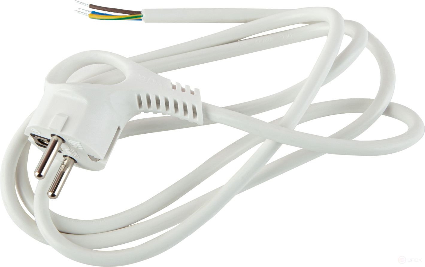Шнур сетевой с вилкой ЭРА U-3x1-5m-W с заземлением 5м ПВС 3x1мм2 белый