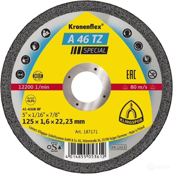 Отрезной круг INOX A 46 TZ Special, 125 x 1,6 x 22,23, 187171