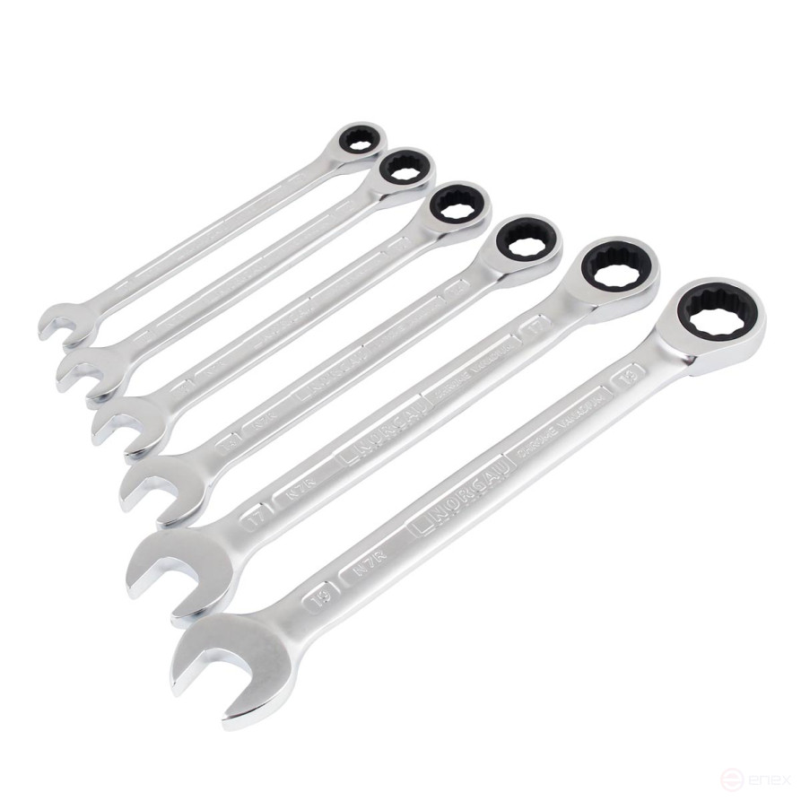 Set of combination keys with a ratchet NORGAU Industrial NBS7RM-06, 6 pieces