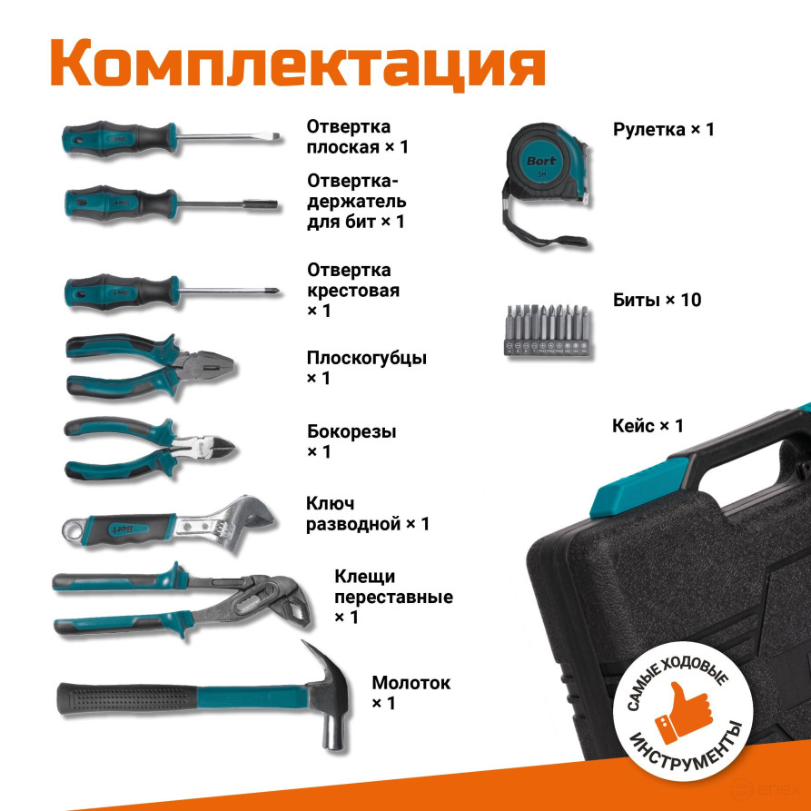 Набор ручного инструмента BORT BTK-19
