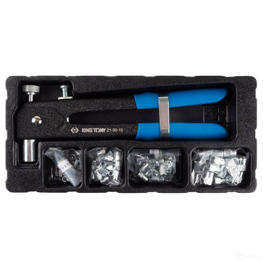 Riveter M4 - M8, for threaded rivets, with a set of rivets, 85 pieces KING TONY 21-30-10MR