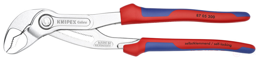 KNIPEX COBRA® adjustable pliers with a lock, 70 mm (2 3/4"), turnkey 60 mm, L-300 mm, chrome, 2-k handles
