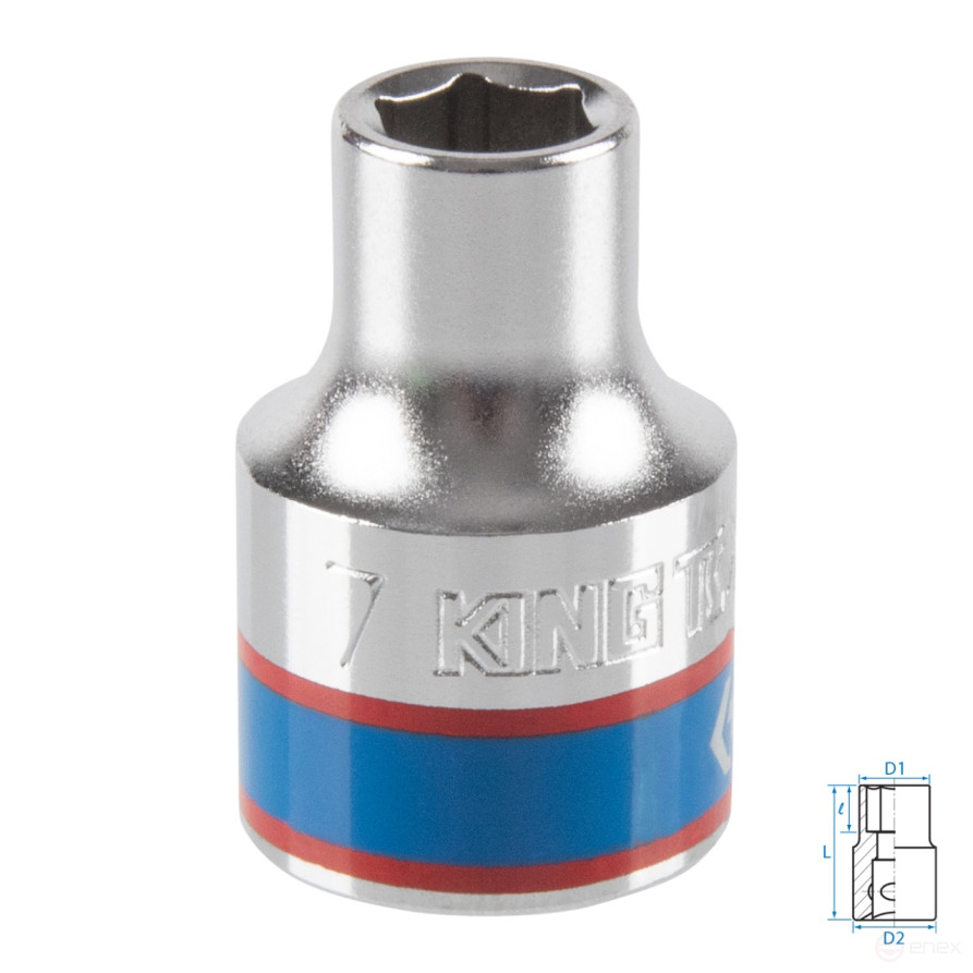 Головка торцевая стандартная шестигранная 3/8", 7 мм KING TONY 333507M
