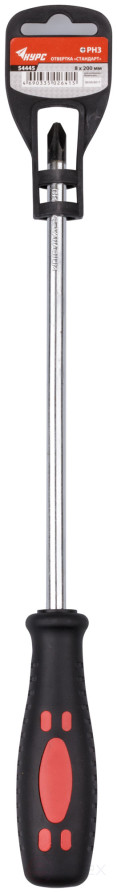 Screwdriver "Standard", CrV steel, rubberized black and red handle 8x200 mm PH3