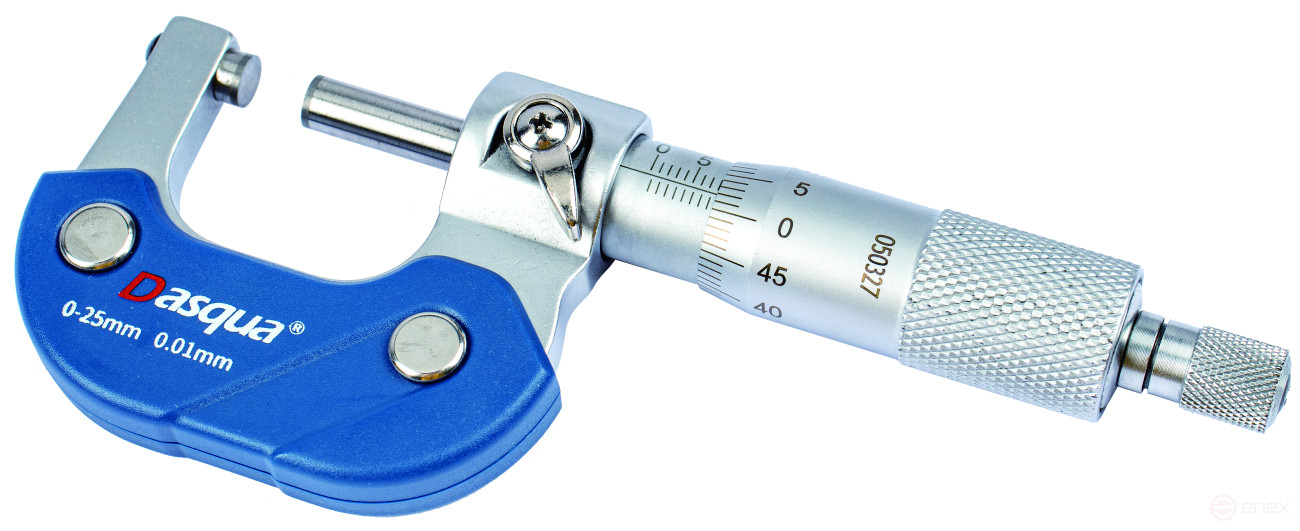 Микрометр гладкий с хромированным корпусом 0-25 мм; 0,01 мм