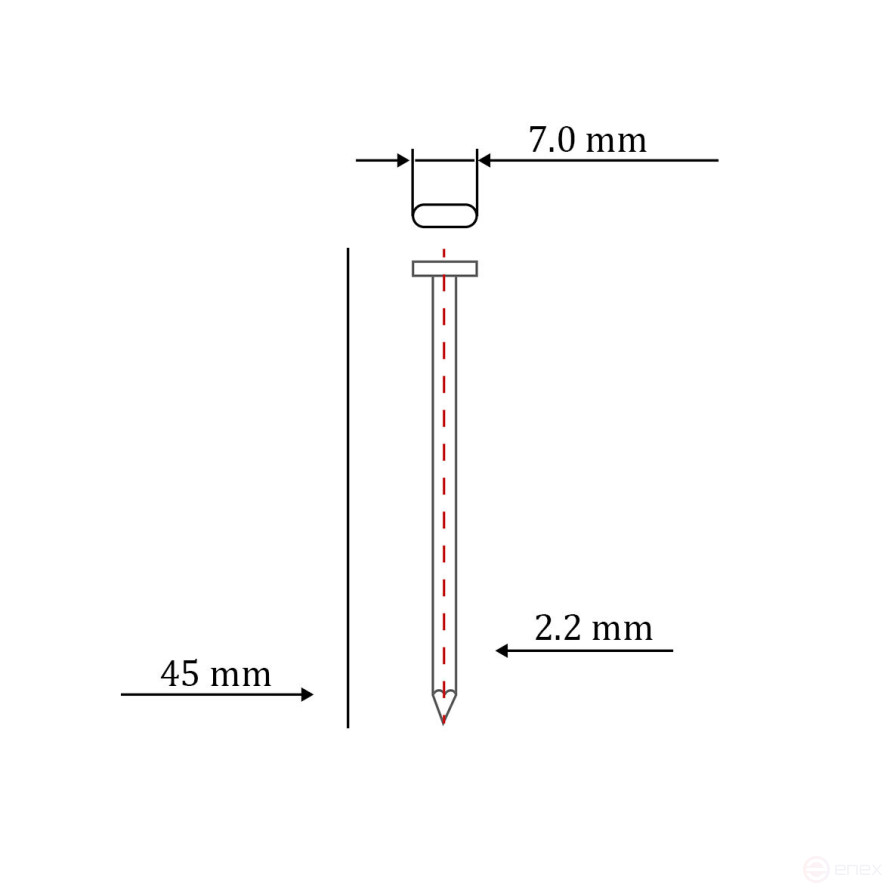 Concrete nail type ST for the HYBEST pneumatic gun (45 mm, type 13ga, 1000 pcs/pack)