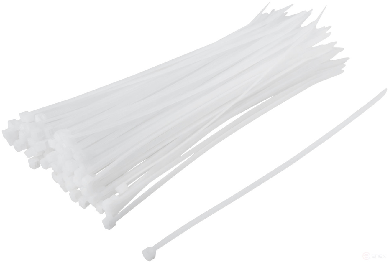 Хомуты нейлоновые для проводов, белые 100 шт., 3,6х200 мм