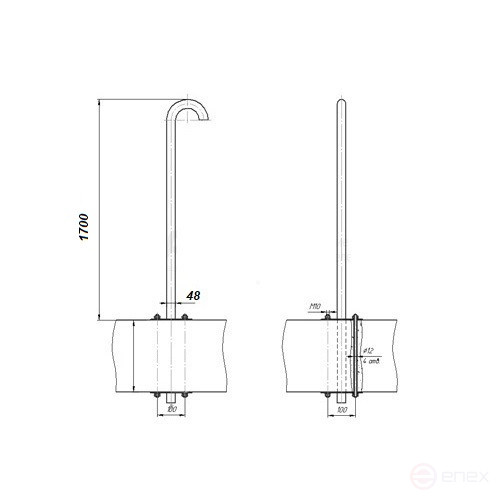 Gusak-penetration on a flat roof for cable entry PG 48/41-2000 MALIEN (outer pipe diameter = 48 mm, inner DN = 41 mm, powder-polymer coating RAL 7040)