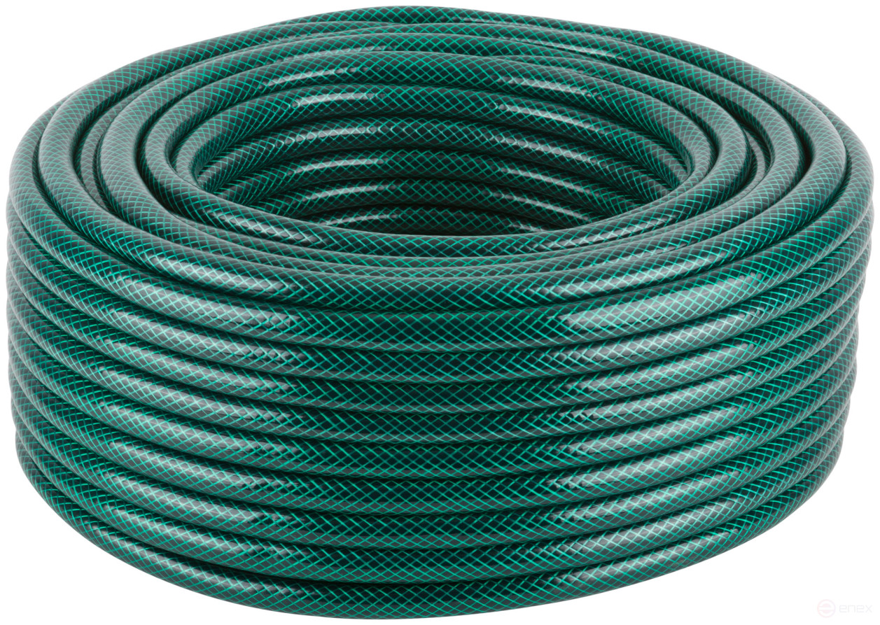 Шланг поливочный трехслойный армированный, зеленый 1/2" х 1,8 мм х 50 м