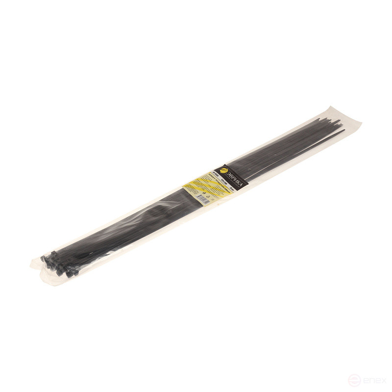 Хомут пластиковый ER-15502 черный 5.0x500мм универсальный (25шт) ЭВРИКА /1/200