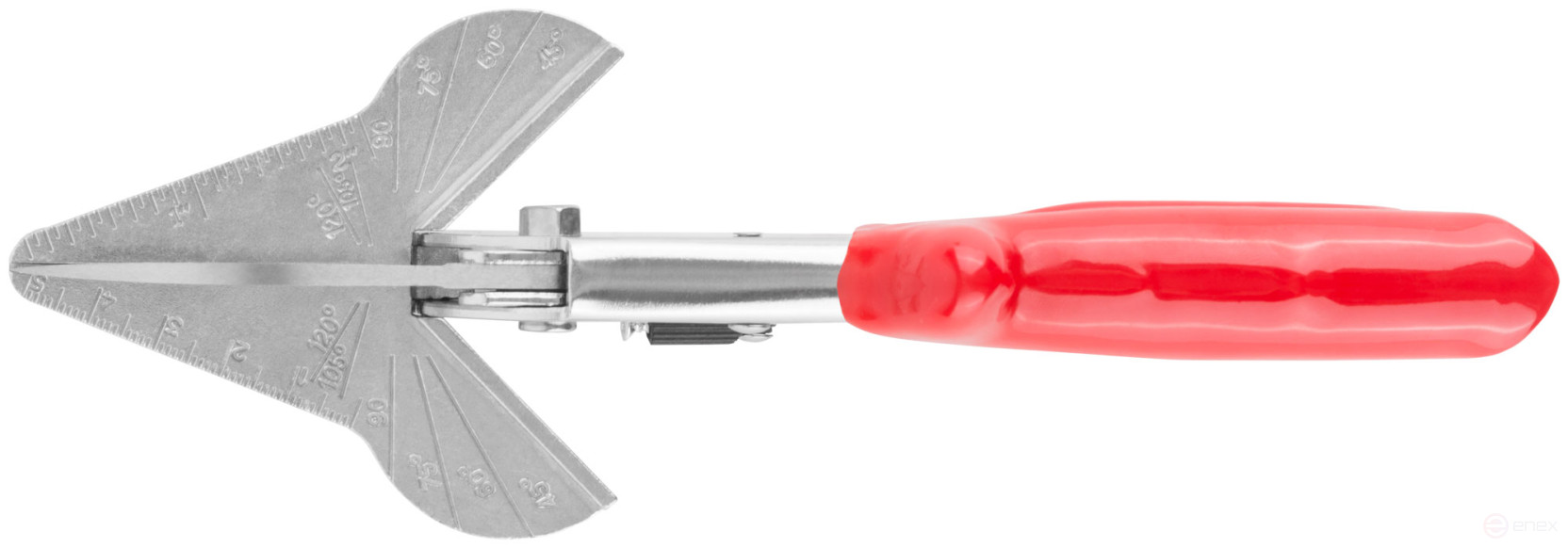 Scissors for cutting plastic profiles at an angle with an anvil of 215 mm