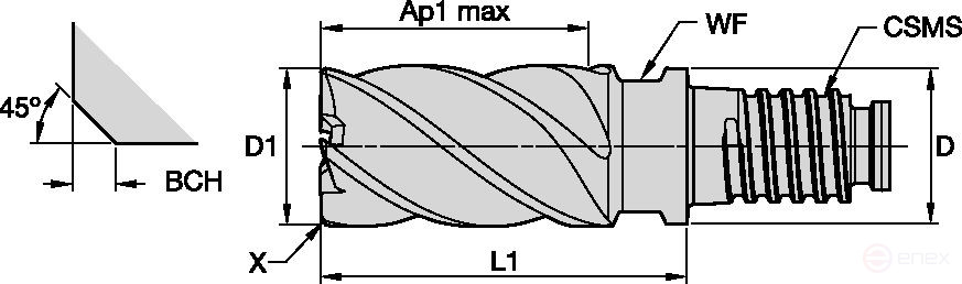 Фреза UCDV1600X5CV KCPM15