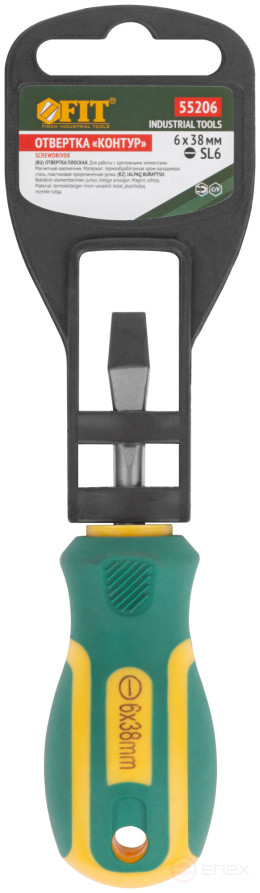 Отвертка "Контур", CrV сталь, прорезиненная ручка 6х38 мм SL